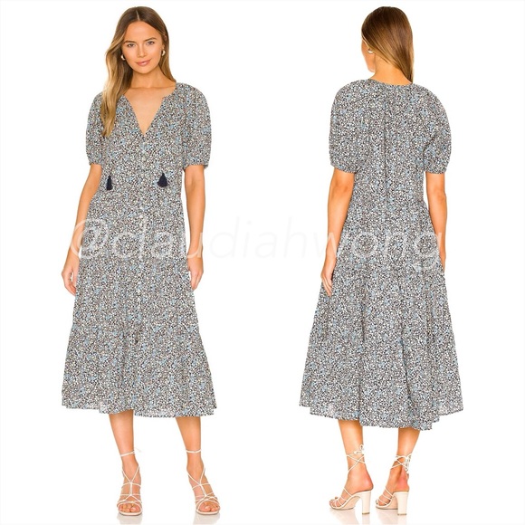 New SPELL Floral Gown Maxi Dress in Navy Blue - Picture 7 of 13